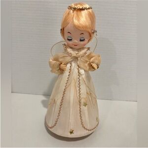 Vintage Brite Star 10” Rotating Musical Angel Plays Silent Night TESTED Japan